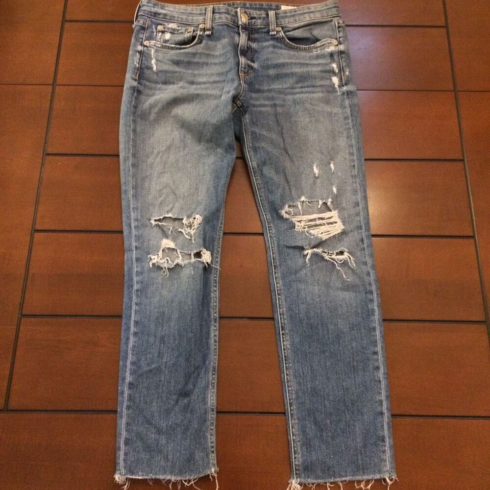 Rag & bone Dre low rise slim boyfriend distressed jeans 27